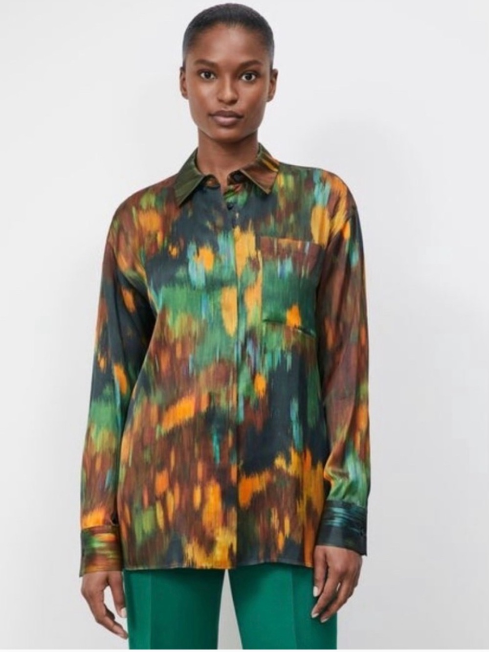 Lafayette 148 New York Multicolor Abstract Button-Down Shirt